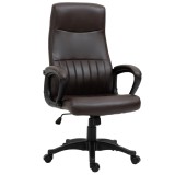 Vinsetto Scaun de Birou Rotativ cu Spatar &Icirc;nalt si Functie Balansoar, &Icirc;naltime Ajustabila si Roti, 61.5x66x113-123cm, Maro | Aosom Romania