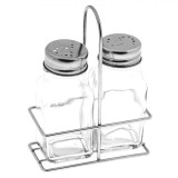 Set Solnițe Sare și Piper, Suport Sticlă și Metal, 2 Bucăți, 13 cm &Icirc;nălțime, Oem