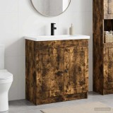 Cumpara ieftin Set de mobilier pentru baie Stejar fumuriu 78,5 x 37,5 x 81 cm