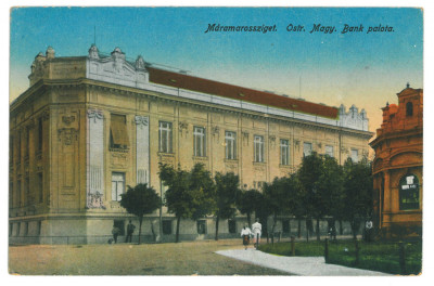 3904 - SIGHET Maramures Market, Bank of Hungary - old postcard CENSOR used 1916 foto