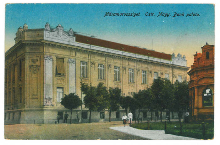 3904 - SIGHET Maramures Market, Bank of Hungary - old postcard CENSOR used 1916