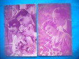 HOPCT 1654 CUPLU-ROMANTICA-FRANTA--LOT 2 CARTI POSTALE VECHI-CIRCULATE