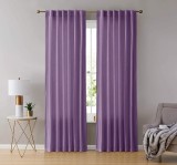 Set draperii din catifea cu rejansa transparenta cu ate pentru galerie, Madison, 250x210 cm, densitate 700 g/ml, Mov inchis, 2 buc