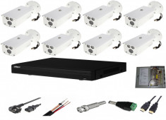 Sistem supraveghere video complet de exterior 8 camere Dahua 2MP Starlight IR 80m, CADOU cablu HDMI SafetyGuard Surveillance foto
