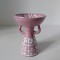 Suport de lumanare, ceramic, facut manual, ceramic art, in forma de femeie ce poarta un cos pe cap, 9cm inaltime, roz si alb