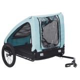 vidaXL Remorcă Bicicletă Animale, Albastru/Negru, Pliabilă, 142x70x87.5 cm, Max 40kg, Transport C&acirc;ini Pisici