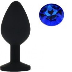 Dop Anal Silicone Buttplug Medium Negru/Albastru Guilty Toys
