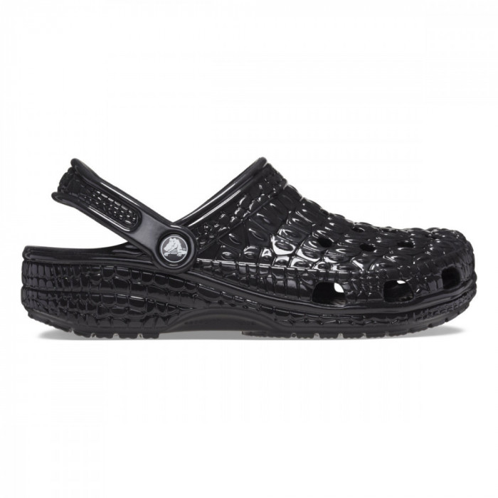 Saboti Crocs Classic Metallic Crocskin Clog Negru - Black