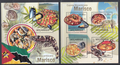 Mozambic 2013 - Gastronomie - FRUCTE de MARE - BUCATARIA MARISCO - BL+KB - MNH foto