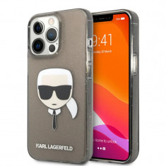 Husa Cover Karl Lagerfeld Full Glitter Head pentru iPhone 13 Pro Negru foto