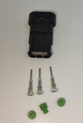 Set conector cablu Superseal 1.5 tata mufa 3 pin 3 pini inclusi + 3 garnituri incluse IP67 TE Connectivity 282105-1-SET-M foto
