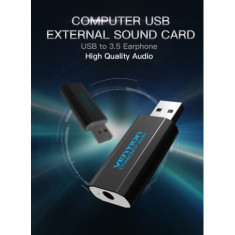 3D USB Card Adaptor Sunet 3.5mm Audio Aux Mic Culoare Negru foto