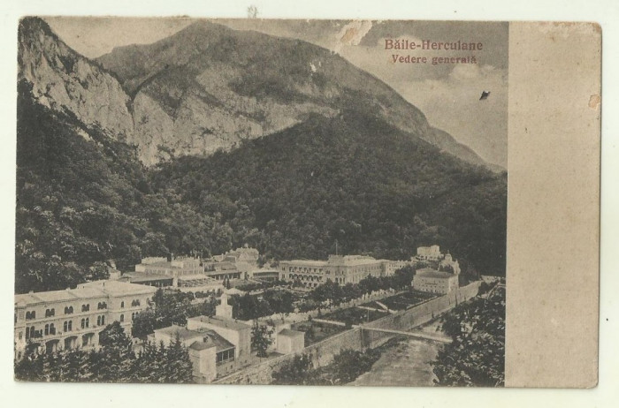 cp Herculane : Vedere generala - circulata 1927, timbre