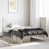 VidaXL Cadru de pat din metal cu tăblie, alb, 107x203 cm