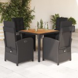 VidaXL Set mobilier de grădină cu perne, 5 piese, negru, poliratan