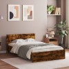 Cadru Pat Gossi, Stejar Fumuriu, 135x190 cm, Tablie Lemn, Somiera Inclusa