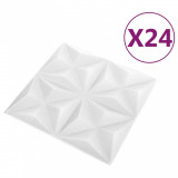 Panouri de perete 3D 24 buc. alb 50x50 cm model origami 6 m&sup2;