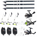 Set 3 lansete Ultra Carp 3 metrii, 3 senzori eastshark, 3 swingeri led, 3 mulinete si forfati