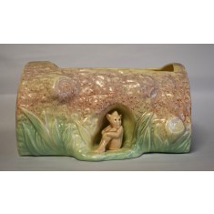 Jardiniera din ceramica smaltuita / Majolica Sylvac England - decor Elf buturuga