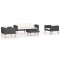 Set mobilier de gradina cu perne, 4 piese, negru, poliratan