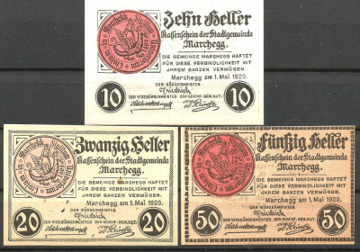 !!! AUSTRIA - LOT COMPLET NOTGELD MARCHEGG 1920 - UNC / CELE DIN IMAGINE foto