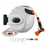 Furtun pentru gradina, retractabil, Lungime 20 m, 3 straturi, 14 Bar, mobil 180&deg;, montaj pe perete, Oem