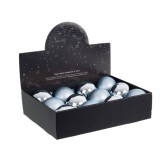 Set 12 globuri brad Craciun sticla albastra &Oslash; 8 cm