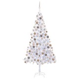 Brad de Crăciun pre-iluminat cu set globuri, 210 cm, 910 ramuri