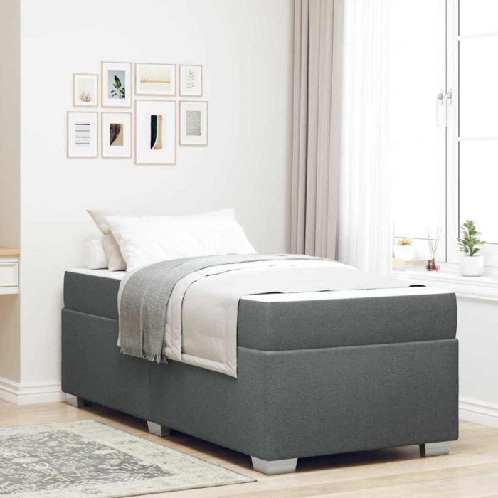 vidaXL Cadru de pat Gri &icirc;nchis 90 x 190 cm țesătură 3399153