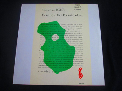 Spandau Ballet - Through The Barricades _ 12&amp;quot; maxi single,vinyl_CBS (1986,EU) foto