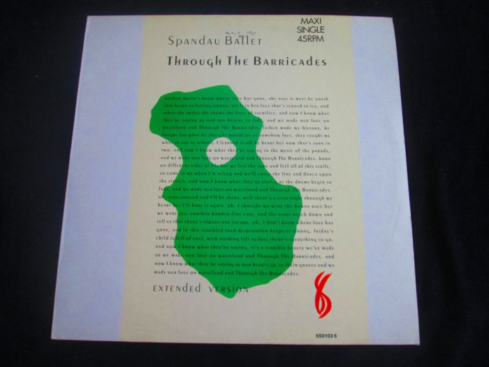 Spandau Ballet - Through The Barricades _ 12&quot; maxi single,vinyl_CBS (1986,EU)