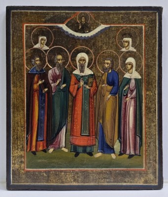 Icoana Scoala Rusa, Sapte Sfinti, Secol XIX foto