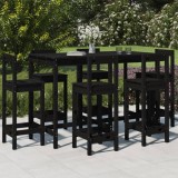 Cumpara ieftin Set bar de grădină, 7 piese, negru, lemn masiv de pin
