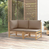 Set mobilier de gradina cu perne gri taupe, 2 piese, bambus GartenMobel Dekor, vidaXL