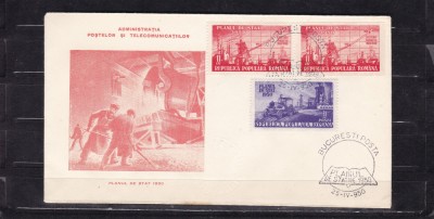 ROMANIA 1950 LP 263 PLANUL DE STAT FDC STAMPILA PRIMA ZI A EMISIUNII foto