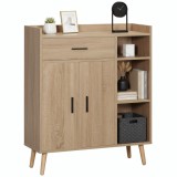 Bufet modern cu dulap de depozitare cu sertar si raft reglabil, din PAL, natural 80x30x96.5cm HOMCOM | Aosom Romania