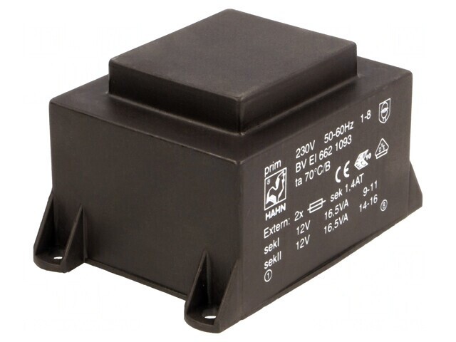 Transformator &icirc;ncapsulat 33VA 230V 12V 1375mA