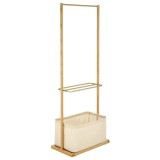 Stender pentru umerase cu spatiu depozitare HM WU31, lemn, metal cromat, natur