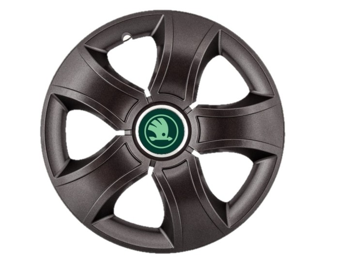 Set 4 Capace Roti Bis Negru R14, pentru Skoda Verde