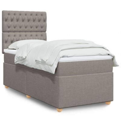 vidaXL Pat box spring cu saltea, gri taupe, 80x200 cm, textil 3291118 foto