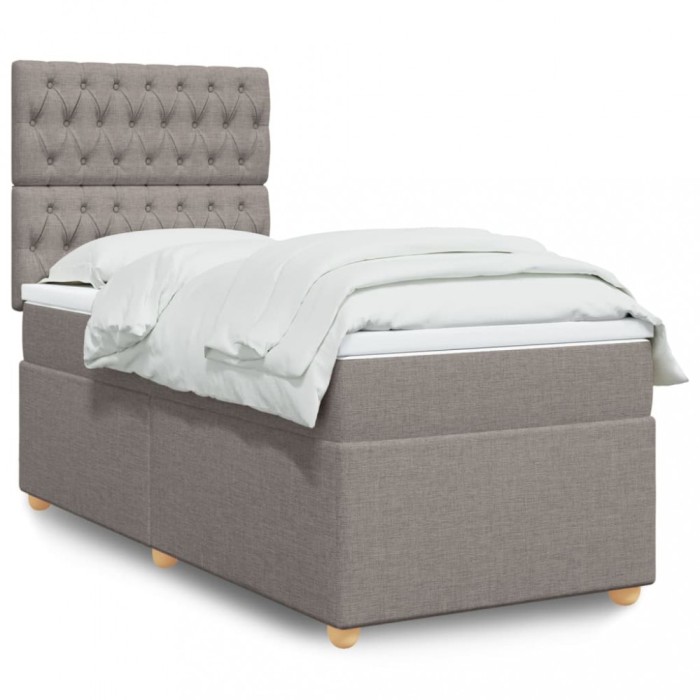 vidaXL Pat box spring cu saltea, gri taupe, 80x200 cm, textil 3291118