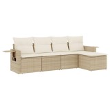 Cumpara ieftin Set canapele de gradina cu perne, 5 piese, bej, poliratan