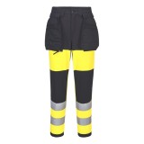 Pantaloni talie unisex Hi-Vis negru cu banda reflectorizanta