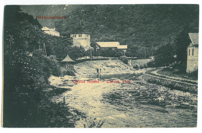 1338 - Baile HERCULANE, Caras Severin, river Cerna - old postcard - used - 1908