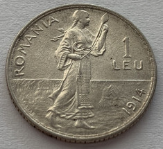1 Leu 1914 Hamburg, Romania a UNC, Argint foto