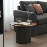 Masuta cafea cu depozitare Dovel , Modern, MDF, Nuanta Nuc-Negru, 70x40 cm