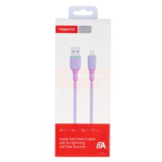 Cablu date soft silicone USB - Lightning TRANYOO Fast Charge T-X22 Purple