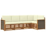 vidaXL Set canapea sectională cu pernă 4 pcs Natural și Crem 3384346