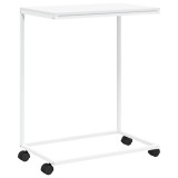 Cumpara ieftin Masuta laterala cu roti, alb, 55x35x70 cm, lemn prelucrat