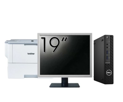Pachet Calculator Second Hand DELL OptiPlex 3080 MiniPC, Intel Core i5-10500 3.10 - 4.50GHz, 16GB DDR4, 256GB SSD + Monitor 19 Inch + Imprimanta Broth foto